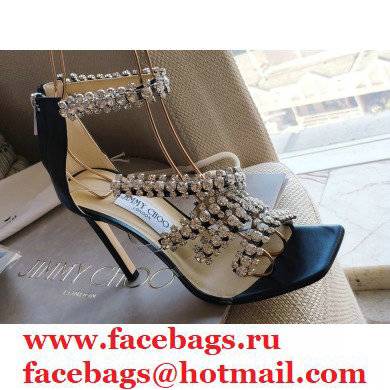 Jimmy Choo Heel 8.5cm Josefine Sandals Black with Crystal Embellishment 2021