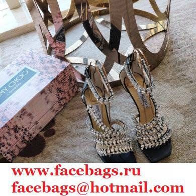 Jimmy Choo Heel 8.5cm Josefine Sandals Black with Crystal Embellishment 2021