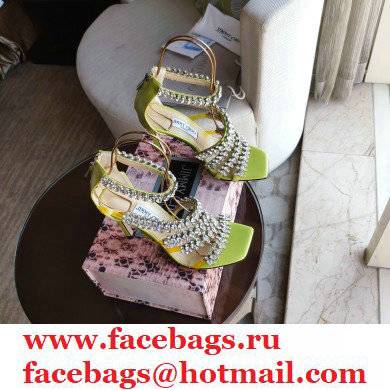 Jimmy Choo Heel 8.5cm Josefine Sandals Light Green with Crystal Embellishment 2021 Jimmy Choo Heel 8.5cm Josefine Sandals Light Green with Crystal Embellishment 2021