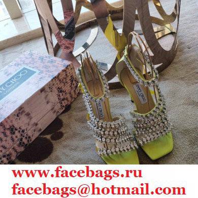 Jimmy Choo Heel 8.5cm Josefine Sandals Light Green with Crystal Embellishment 2021 - Click Image to Close