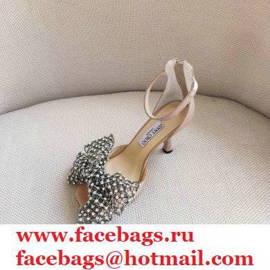 Jimmy Choo Heel 8.5cm MANA Sandals Nude with Crystal Bow Clasp 2021 - Click Image to Close