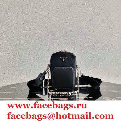 Prada Brushed leather shoulder bag 1BH183 BLACK 2021