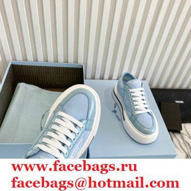 Prada Sheepskin Lining Platform Sneakers in Blue P03 2021