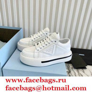 Prada Sheepskin Lining Platform Sneakers in White P01 2021