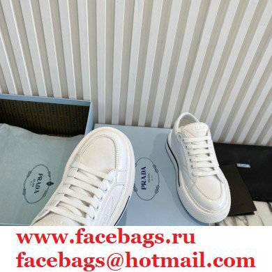 Prada Sheepskin Lining Platform Sneakers in White P01 2021