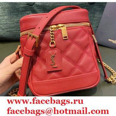 Saint Laurent 80's Vanity Bag in Grained Embossed Leather 649779 Red