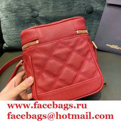 Saint Laurent 80's Vanity Bag in Grained Embossed Leather 649779 Red - Click Image to Close
