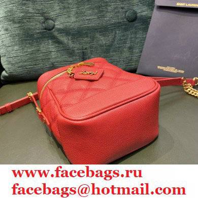 Saint Laurent 80's Vanity Bag in Grained Embossed Leather 649779 Red - Click Image to Close