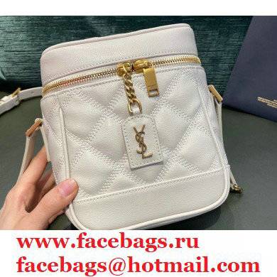 Saint Laurent 80's Vanity Bag in Grained Embossed Leather 649779 White - Click Image to Close
