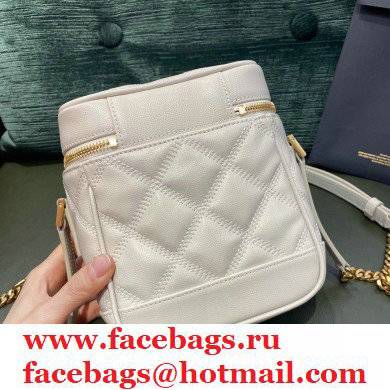 Saint Laurent 80's Vanity Bag in Grained Embossed Leather 649779 White - Click Image to Close