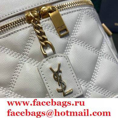 Saint Laurent 80's Vanity Bag in Grained Embossed Leather 649779 White