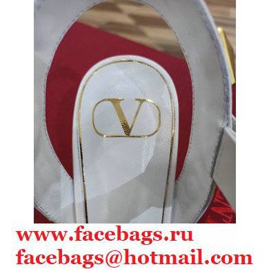 VALENTINO GARAVANI 6CM HEEL Roman Stud SANDALS White 2021 - Click Image to Close