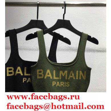 balmain logo print bralette green 2021 - Click Image to Close