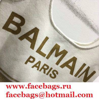 balmain logo print bralette white 2021 - Click Image to Close