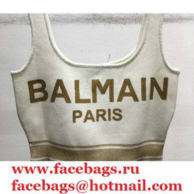 balmain logo print bralette white 2021 - Click Image to Close