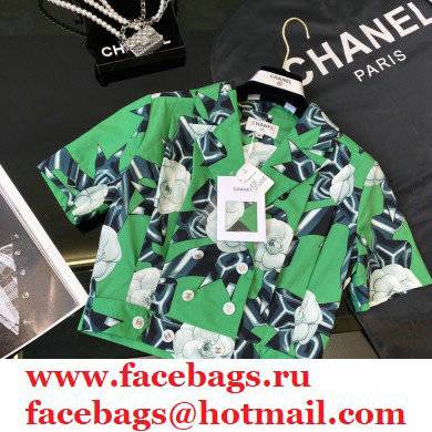 chanel green camellia short-sleeved shirt 2021