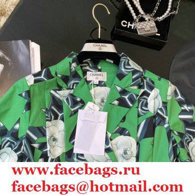 chanel green camellia short-sleeved shirt 2021 - Click Image to Close