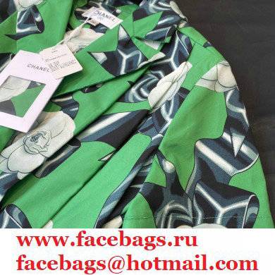 chanel green camellia short-sleeved shirt 2021