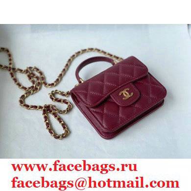 chanel lambskin burgundy FLAP COIN PURSE WITH CHAIN ap2200 - Click Image to Close