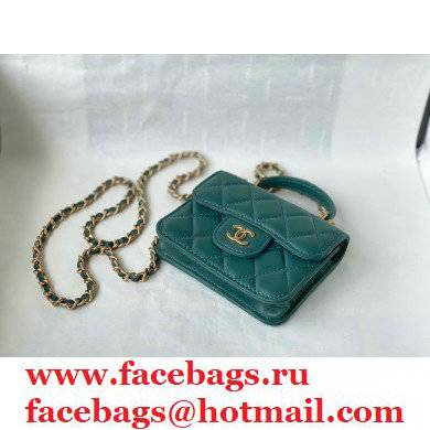 chanel lambskin green FLAP COIN PURSE WITH CHAIN ap2200