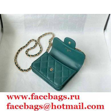 chanel lambskin green FLAP COIN PURSE WITH CHAIN ap2200