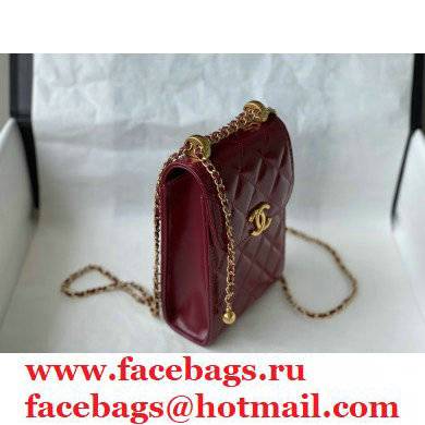 chanel phone holder with Chain burgundy - Click Image to Close