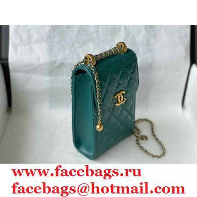 chanel phone holder with Chain green - Click Image to Close
