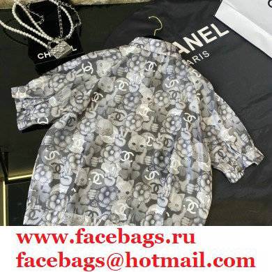 chanel white camellia short-sleeved shirt 2021