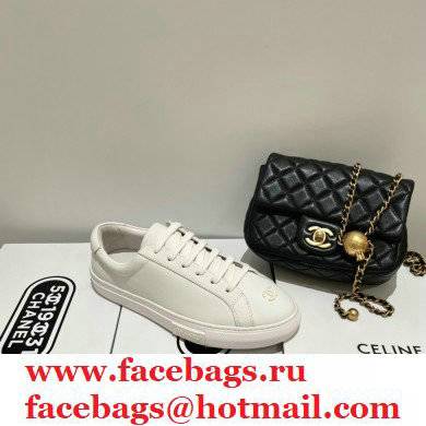 chanel white vintage sneakers with cc logo