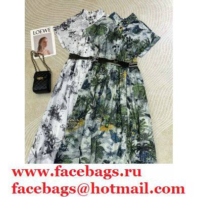 dior palm and butterfly print mid-length DRESS