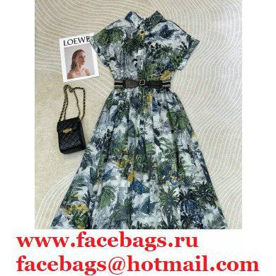 dior palm and butterfly print mid-length DRESS