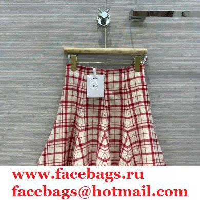 dior red and White Check'n'Dior Pop Wool Twill mini skirt 2021