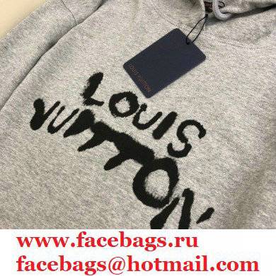 louis vuitton logo print hooded sweatshirt gray 2021 - Click Image to Close