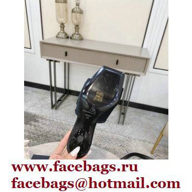 Alexander Wang Heel 5.5cm Jessie Padded Velour Crystal Logo Slide Sandals Black 2021 - Click Image to Close