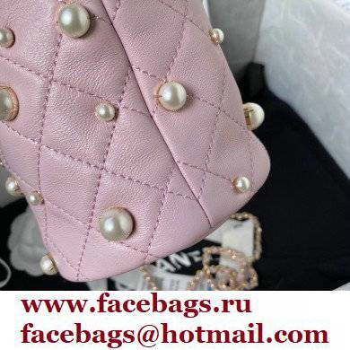 CHANEL PEARLS MINI BUCKET BAG PINK 2021 - Click Image to Close