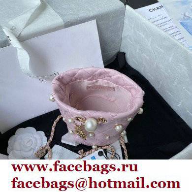 CHANEL PEARLS MINI BUCKET BAG PINK 2021 - Click Image to Close