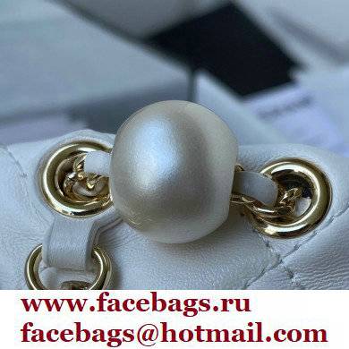 CHANEL PEARLS MINI BUCKET BAG WHITE 2021 - Click Image to Close