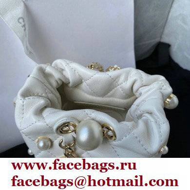 CHANEL PEARLS MINI BUCKET BAG WHITE 2021 - Click Image to Close