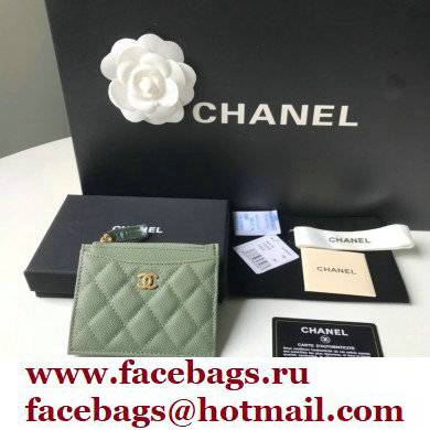Chanel A84105 Classic Card Holder w/ Coin Purse ARMY GREEN