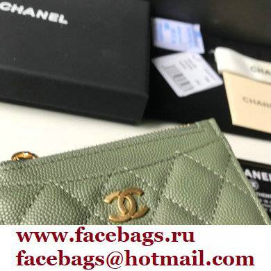 Chanel A84105 Classic Card Holder w/ Coin Purse ARMY GREEN