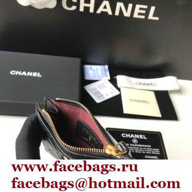 Chanel A84105 Classic Card Holder w/ Coin Purse Black/GOLD