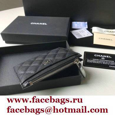 Chanel A84105 Classic Card Holder w/ Coin Purse Black/SILVER - Click Image to Close