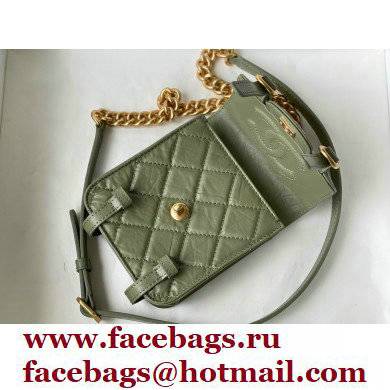 Chanel Aged Calfskin Vintage Messenger Mini Flap Bag AS2695 Army Green 2021 - Click Image to Close
