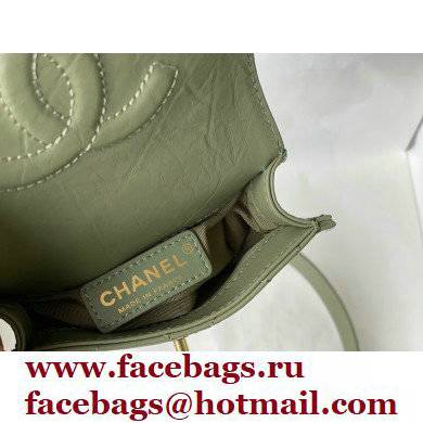Chanel Aged Calfskin Vintage Messenger Mini Flap Bag AS2695 Army Green 2021