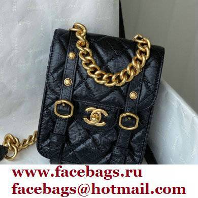 Chanel Aged Calfskin Vintage Messenger Mini Flap Bag AS2695 Black 2021