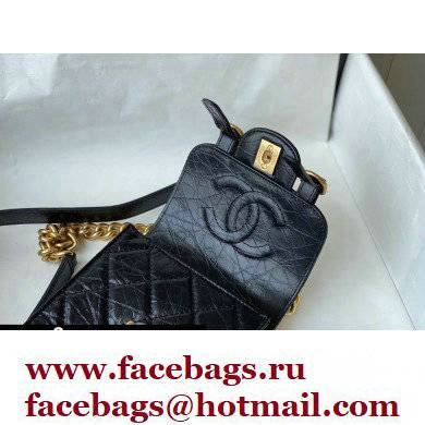 Chanel Aged Calfskin Vintage Messenger Mini Flap Bag AS2695 Black 2021 - Click Image to Close