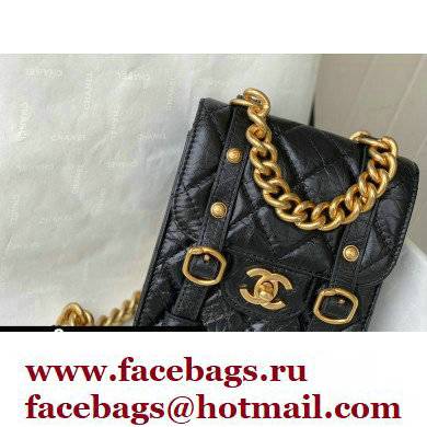 Chanel Aged Calfskin Vintage Messenger Mini Flap Bag AS2695 Black 2021
