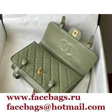 Chanel Aged Calfskin Vintage Messenger Small Flap Bag AS2696 Army Green 2021 - Click Image to Close