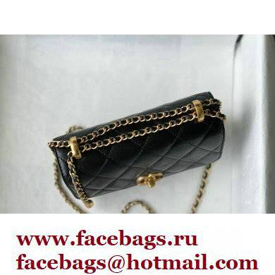 Chanel Calfskin Mini Flap Bag AS2615 Black 2021 - Click Image to Close