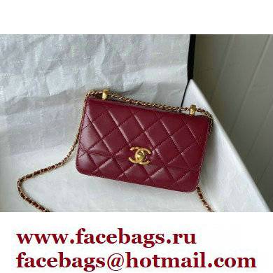 Chanel Calfskin Mini Flap Bag AS2615 Burgundy 2021
